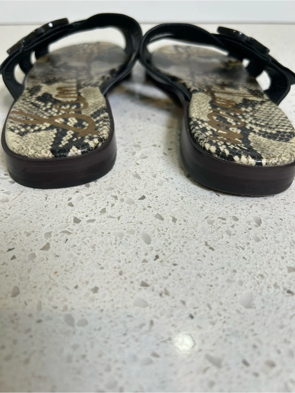 Sam Edelman Ezra Black Leather Double E Logo Sandal Size 8 NWOT